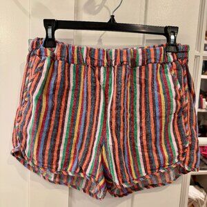 Madewell Rainbow Striped Summer Linen Blend Shorts